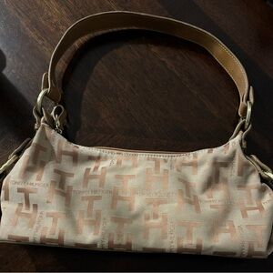 Tommy Hilfiger Tan Shoulder Baguette Bag